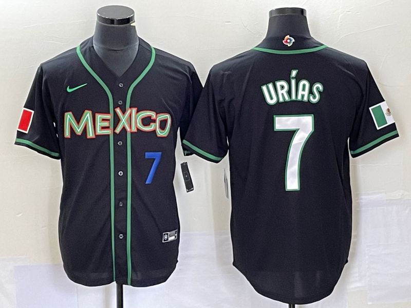Men 2023 World Cub Mexico #7 Urias Black white Nike MLB Jersey24